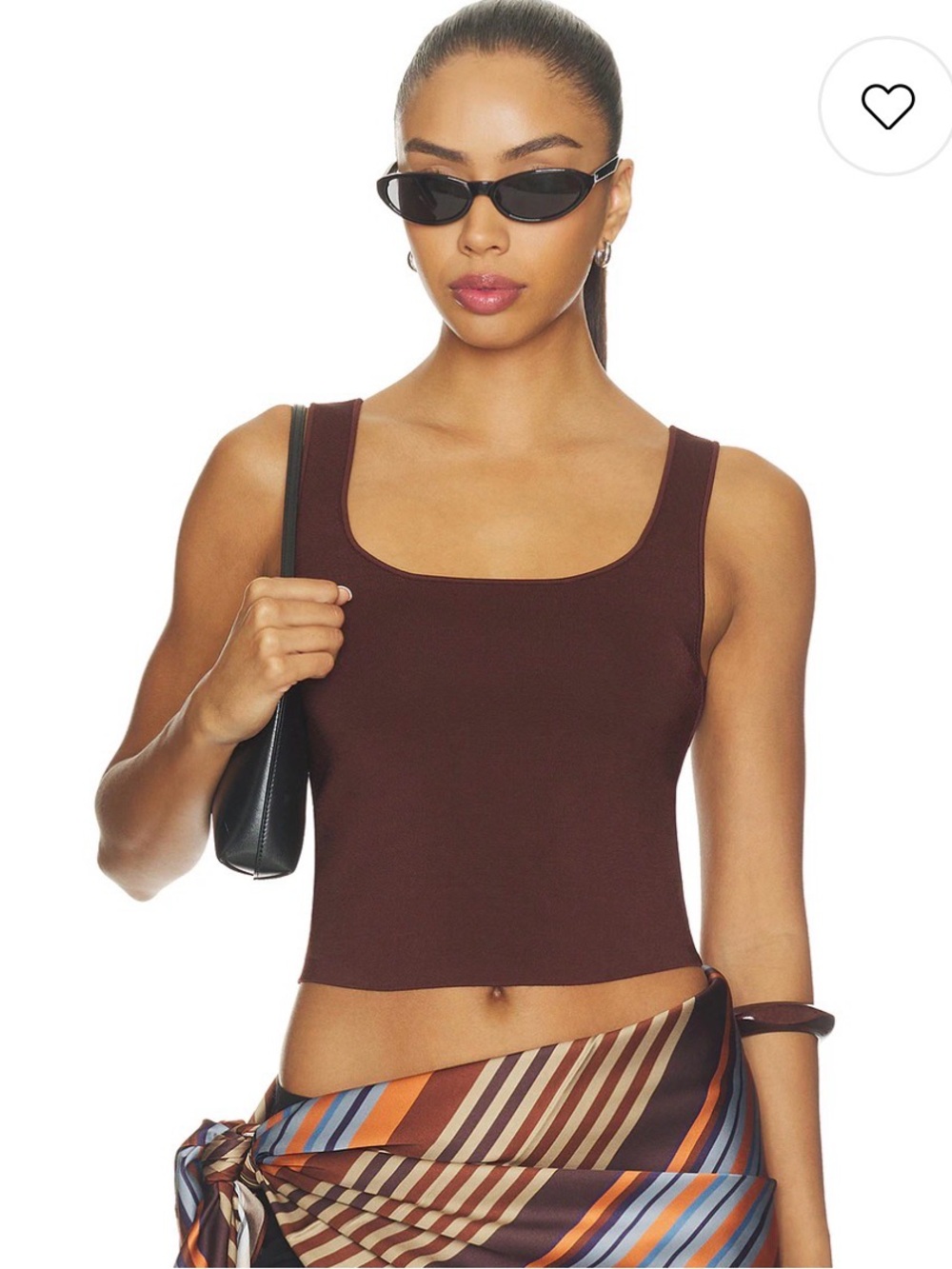 A.L.C. Chocolate Brown Square Neck Crop Tank